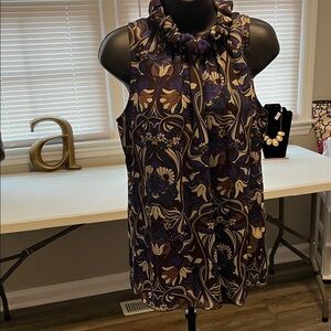 Floral Sleeveless Top - Karen Kane brown and beige.
